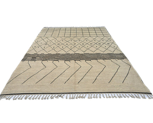 8x10 Moroccan Beige Hand Woven Wool Area Rug